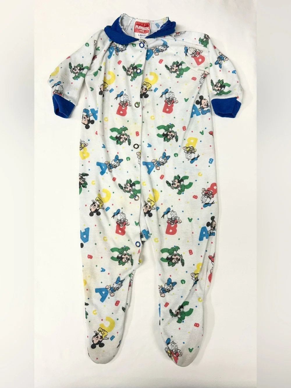 Playskool Baby Vintage 1980s Disney Mickey Fleece Footed One-Piece Snap Pajamas